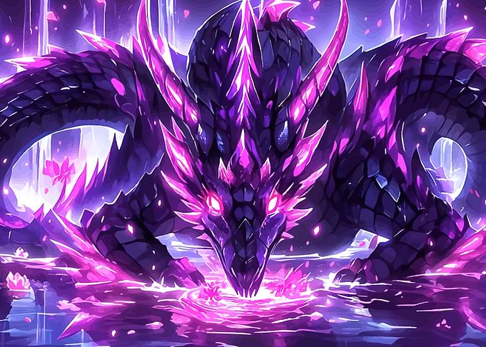 Crystal Dragon in Purple Water