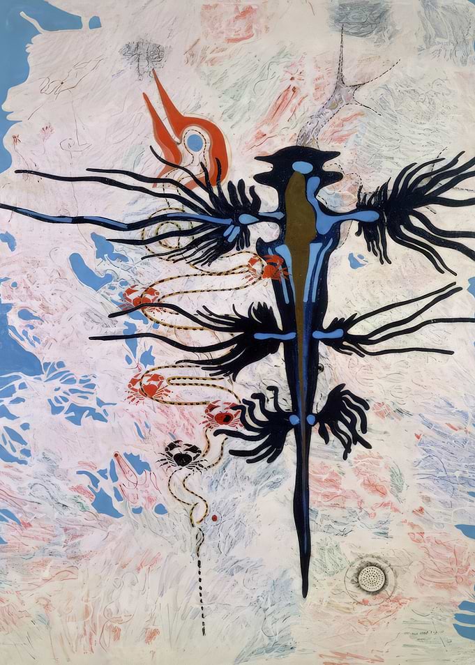 Abstract creature with blue and black elements