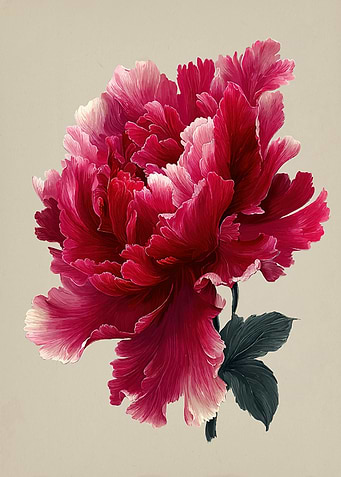 Vibrant Red Peony Flower Painting