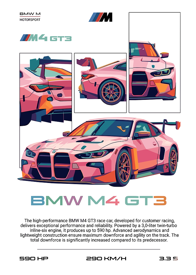 BMW M4 GT3 Pop Art Illustration