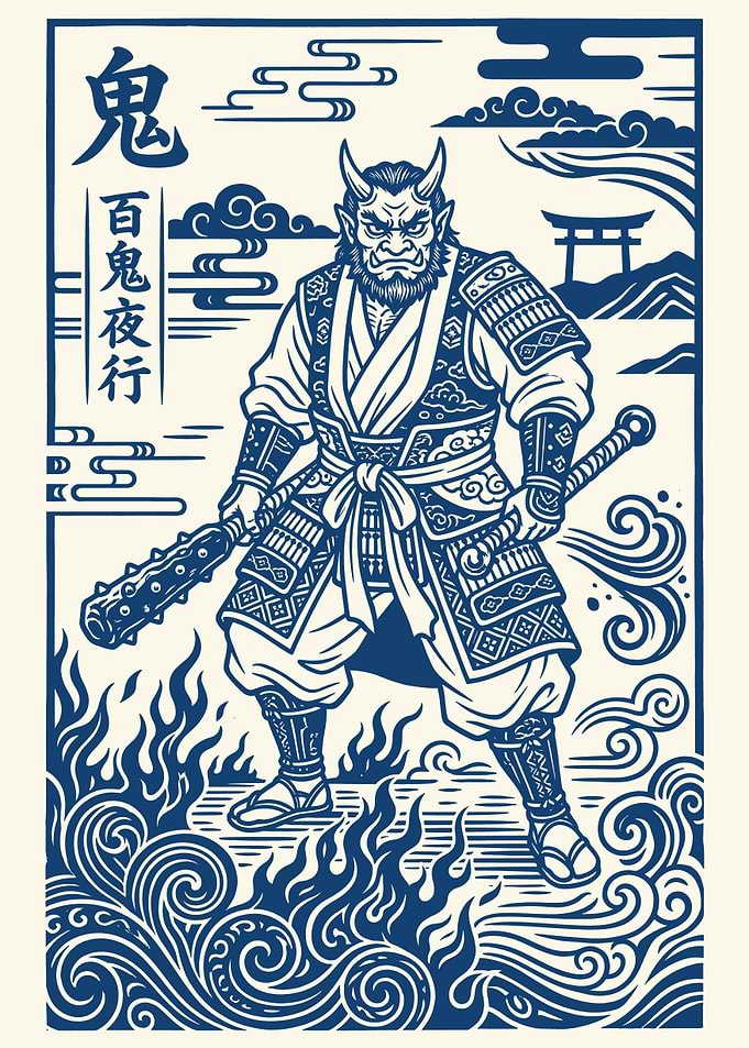 Japanese Oni Warrior with Mace
