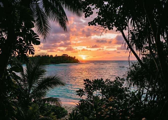 Tropical Sunset Over the Ocean
