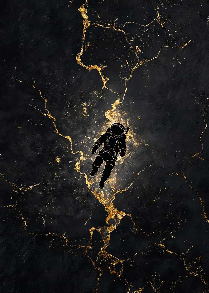 Gold Kintsugi Astronaut Space Art