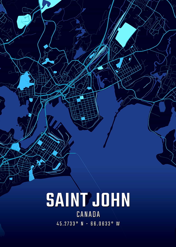 Saint John Canada Midnight City Map