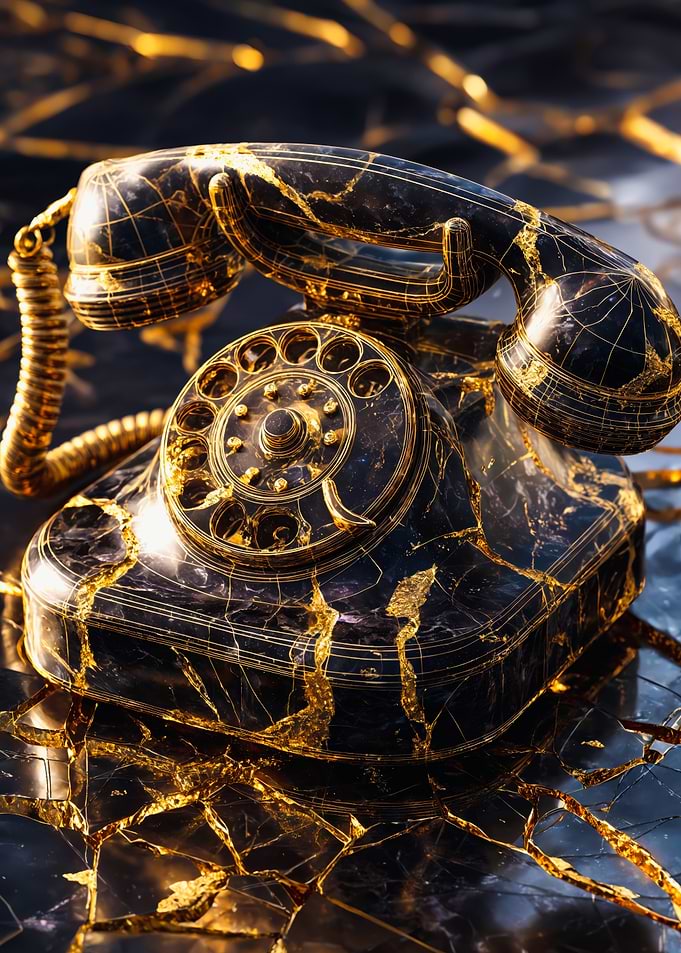 Luxury Gold Kintsugi Rotary Telephone