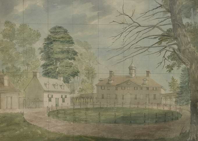 Watercolor painting of Mount Vernon