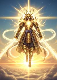 Golden Samurai Warrior in Heavenly Light