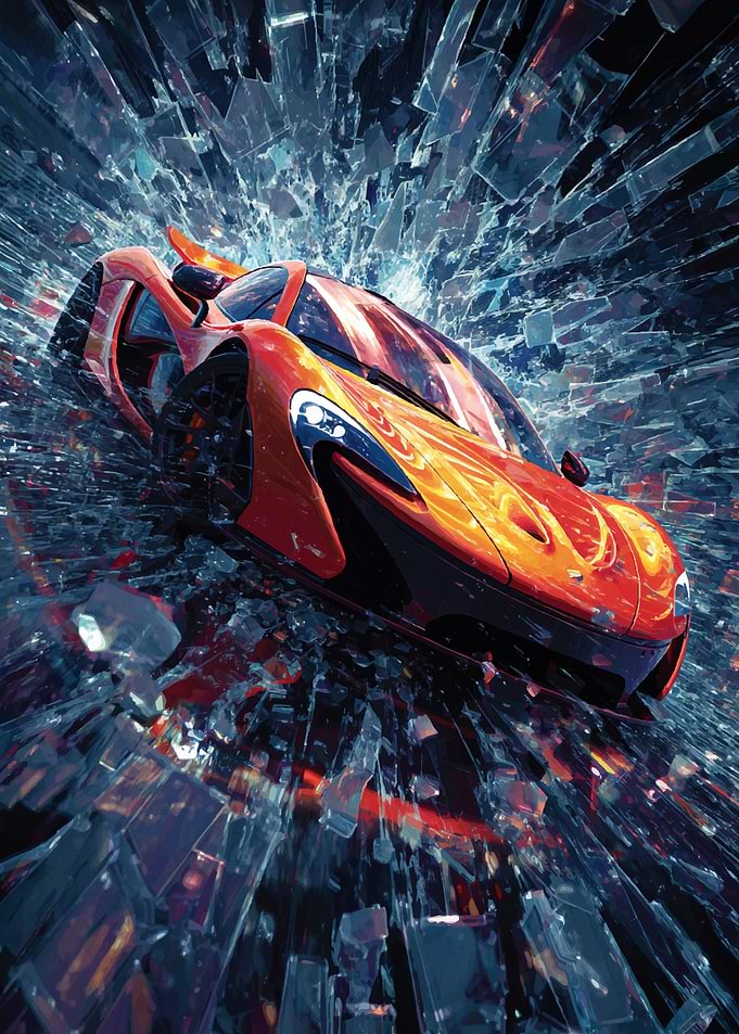 McLaren P1 Crashing Through Glass