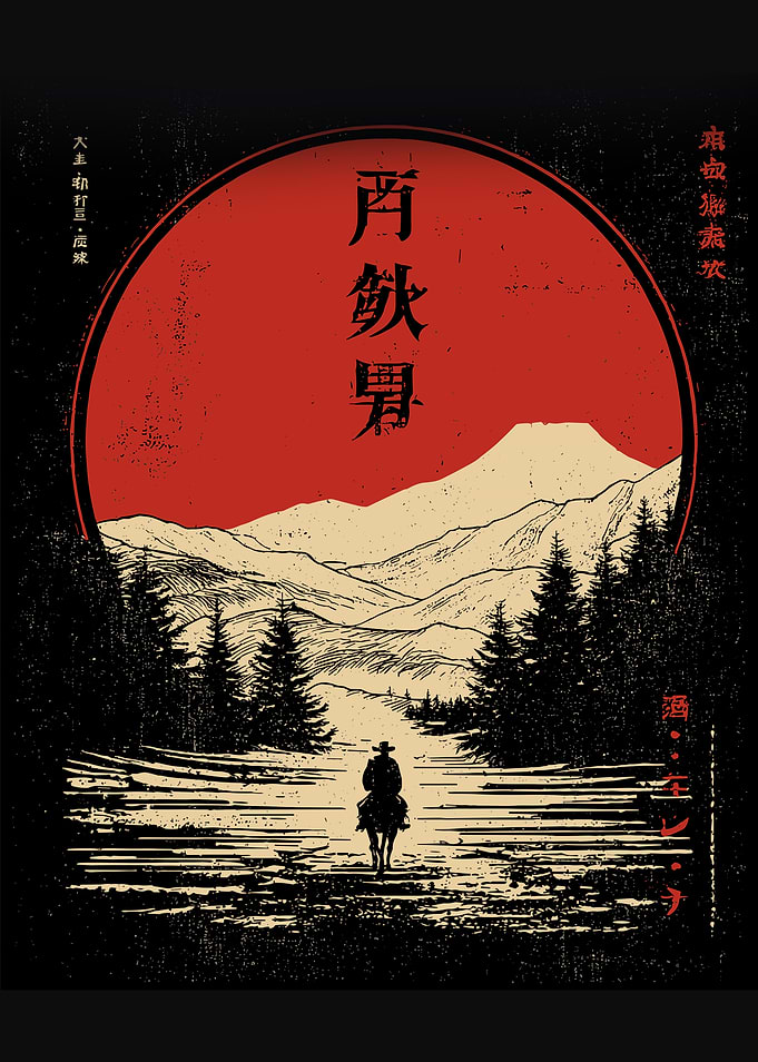 Lone Cowboy Under a Red Sun