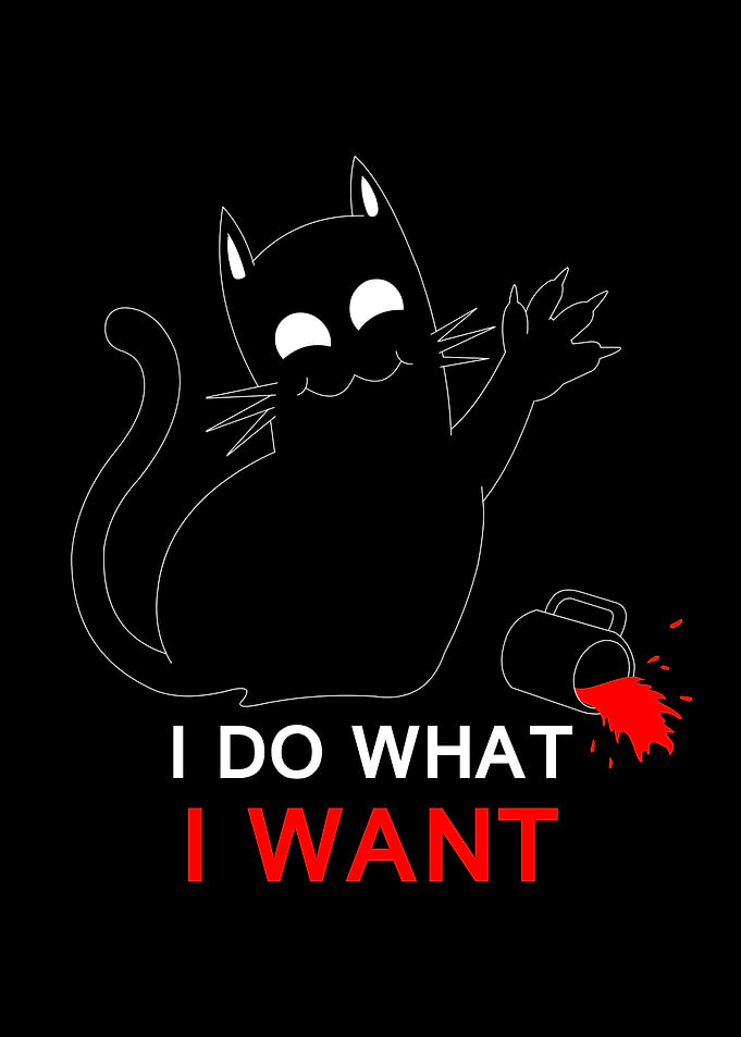 Cat spills red paint and says I do what I want