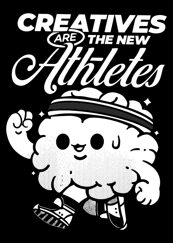 Creatives Are The New Athletes Poster, Funny Brain Running Art, Motivational Creator Wall Print