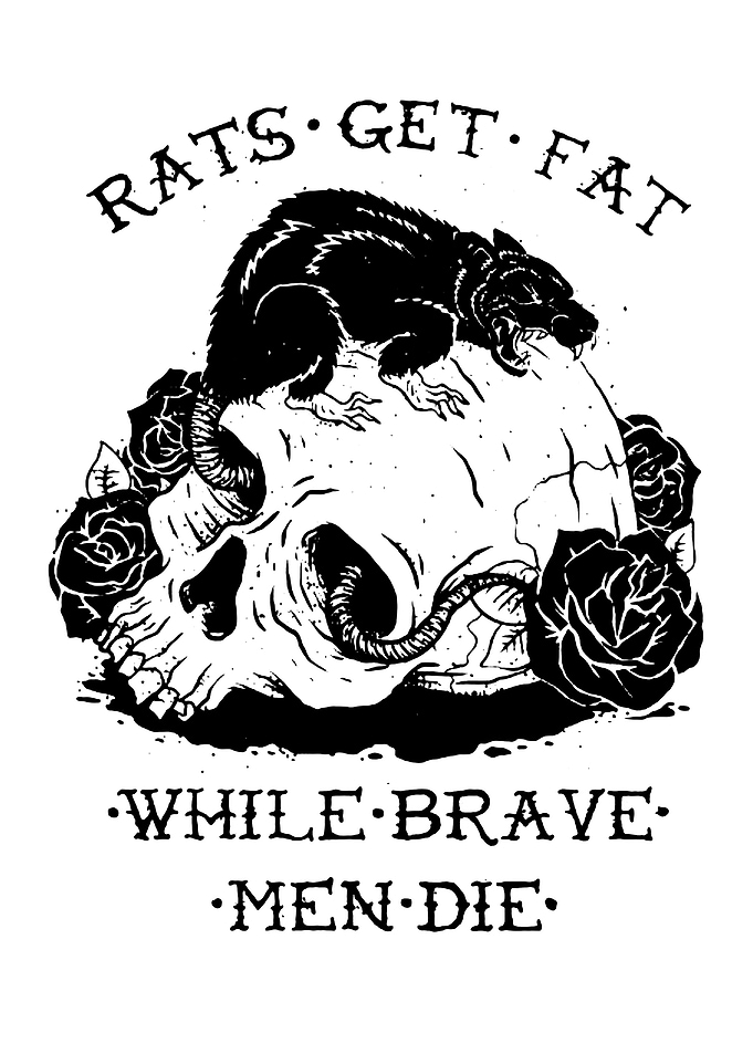 Rat on Skull with Roses