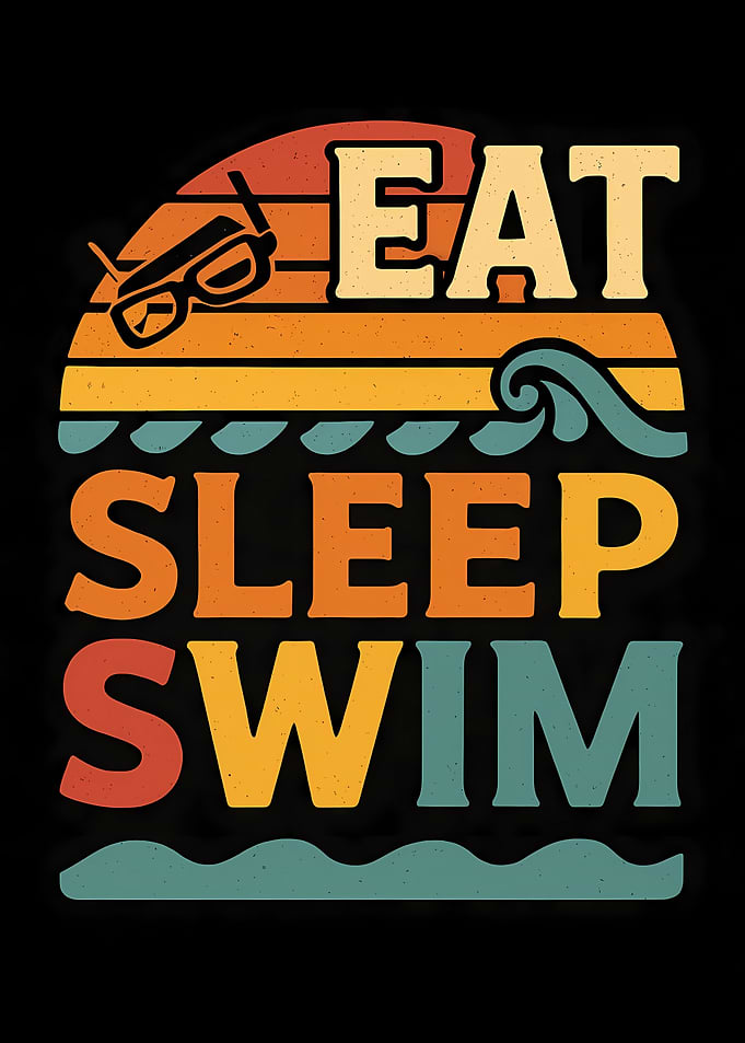 Eat Sleep Swim Retro Design