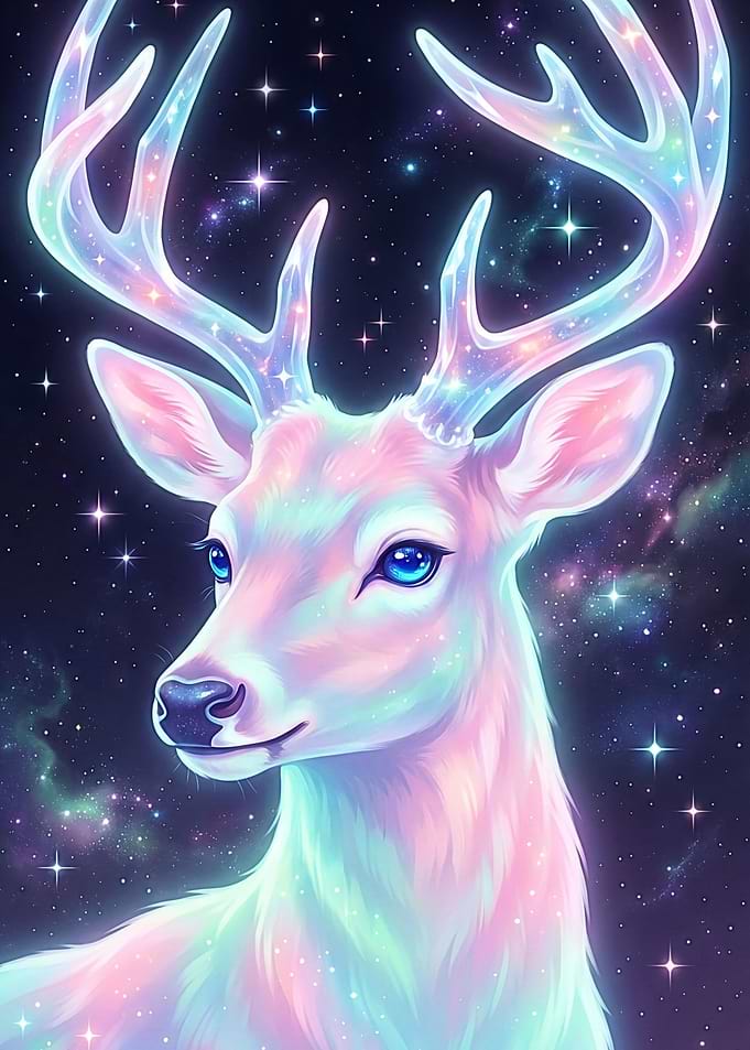 Cosmic Deer with Galaxy Antlers