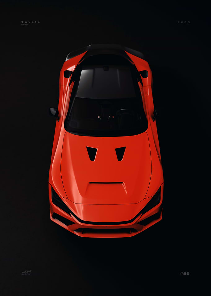 Top View Orange Sports Car