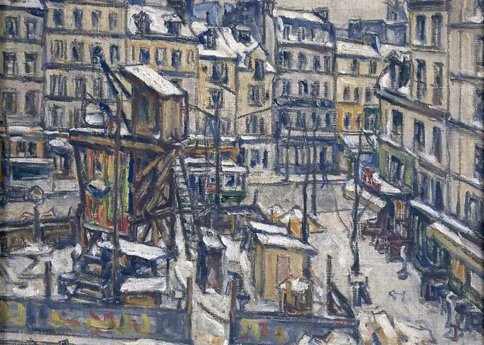 Parisian Street Scene in Winter
