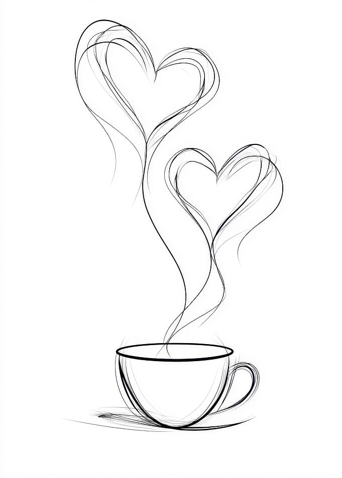 Coffee Cup with Heart Steam