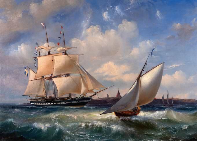 Sailing Ships on a Wavy Sea