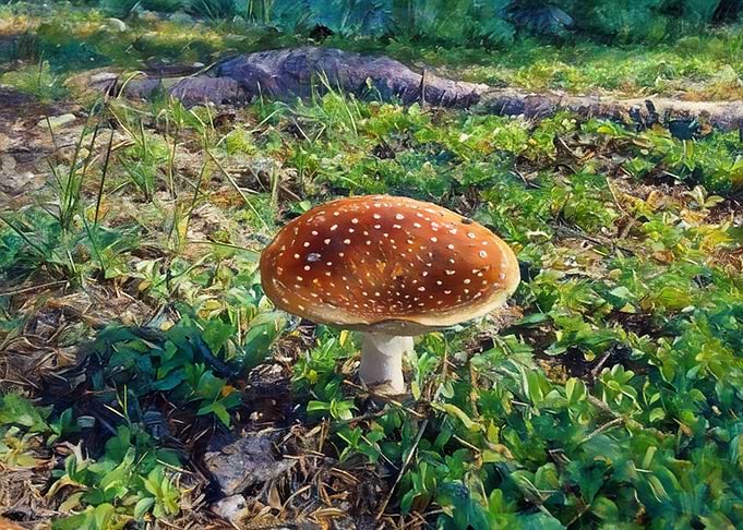 Amanita Muscaria Mushroom in Alpine Forest
