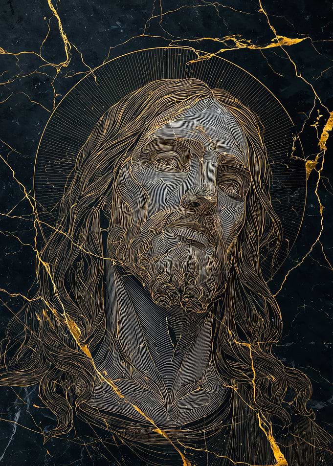 Majestic Gold Kintsugi Jesus Christ Portrait