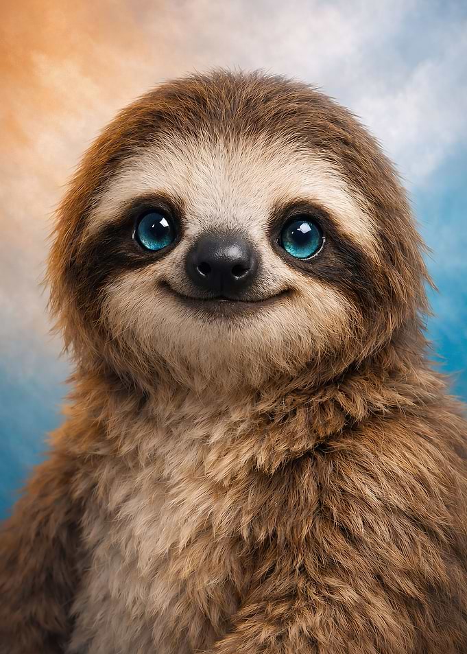Cute Sloth with Blue Eyes