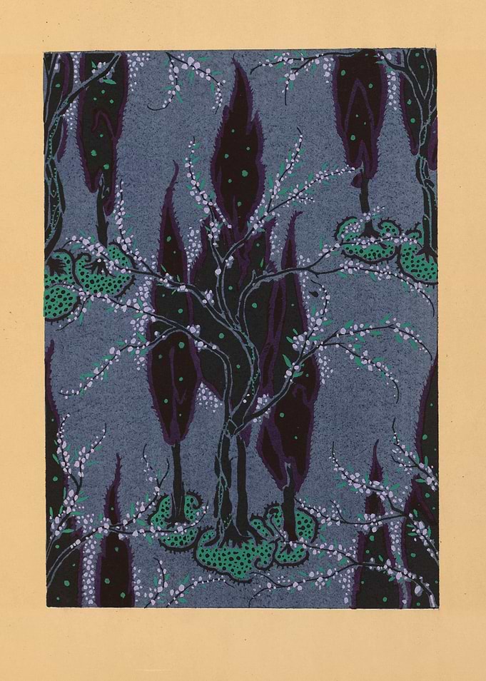 Art Nouveau floral tree pattern