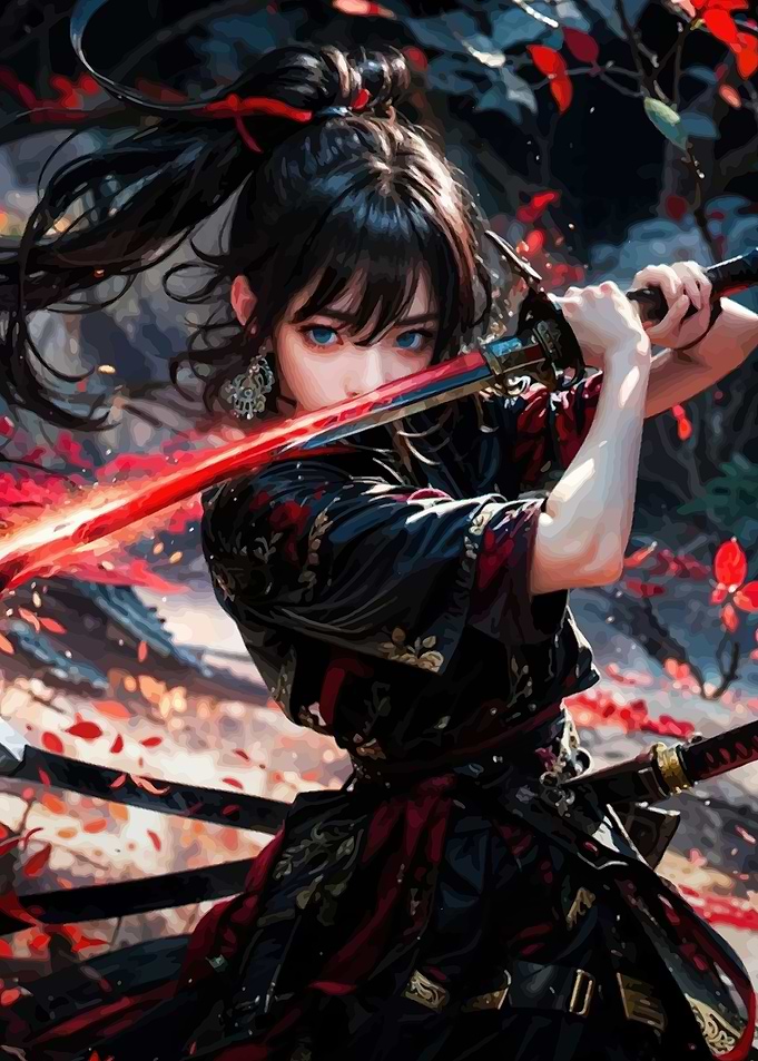 Anime Samurai Warrior Glowing Sword