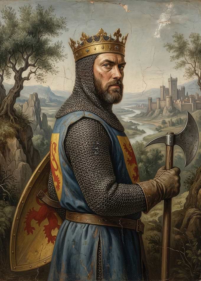 Medieval King with Axe and Shield