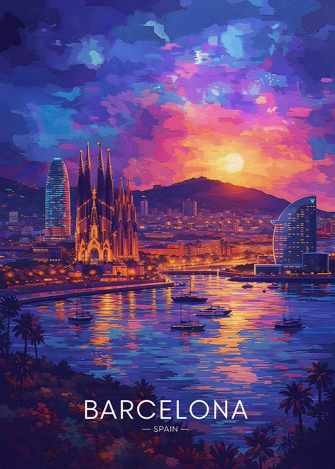 Barcelona Cityscape at Sunset