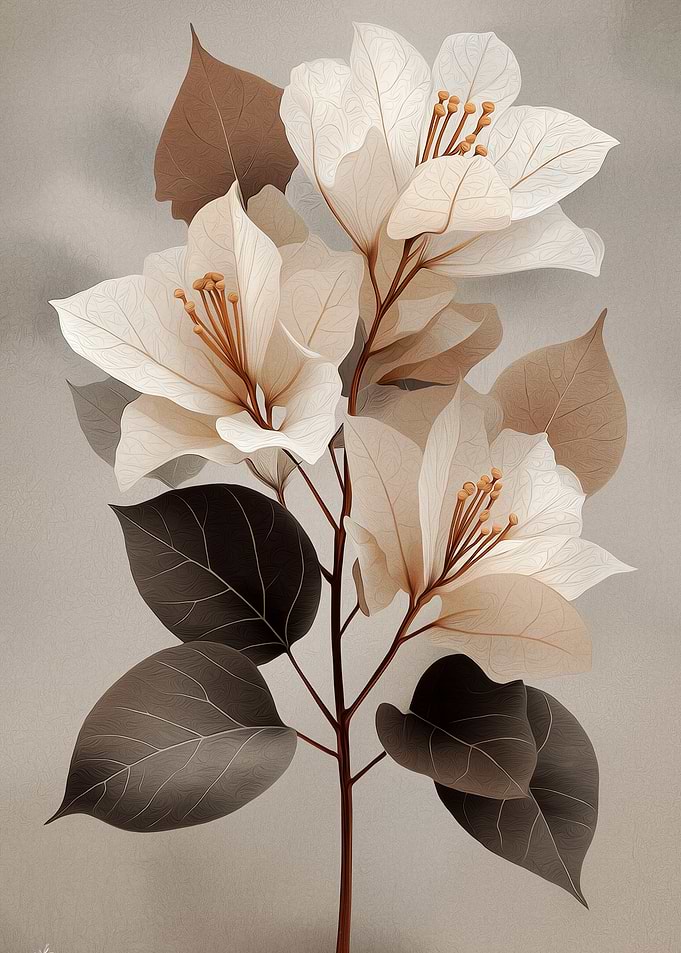 Delicate White and Brown Flowers