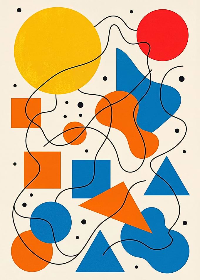 Abstract Geometric Shapes with Wavy Lines