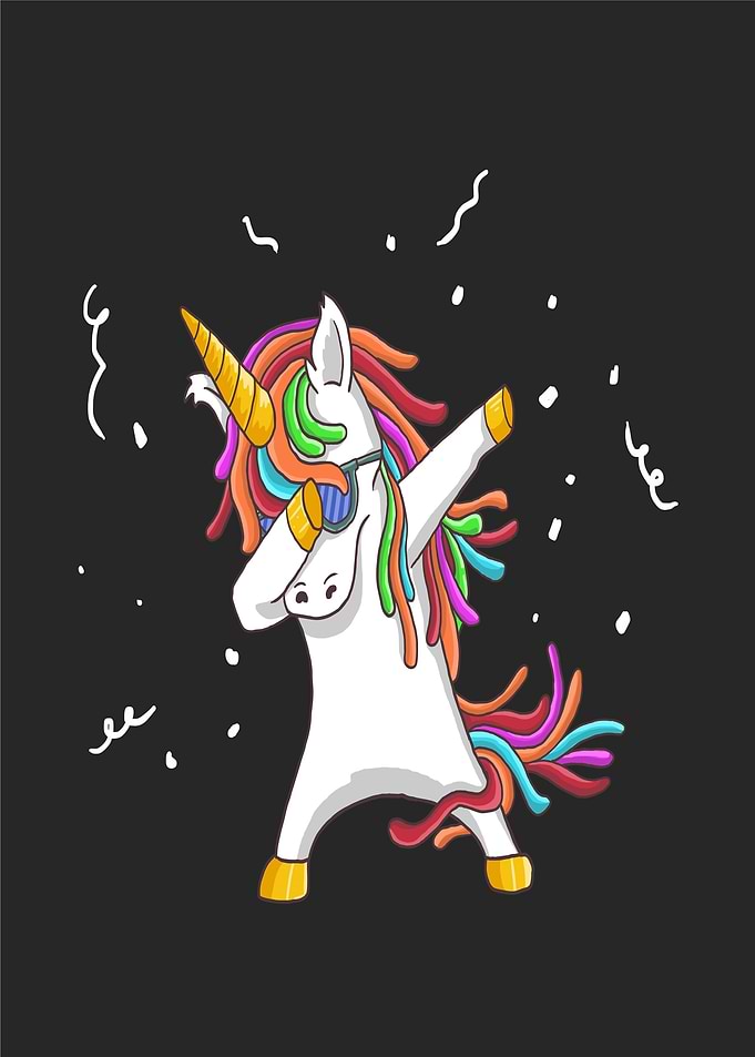 Dabbing Unicorn with Colorful Mane