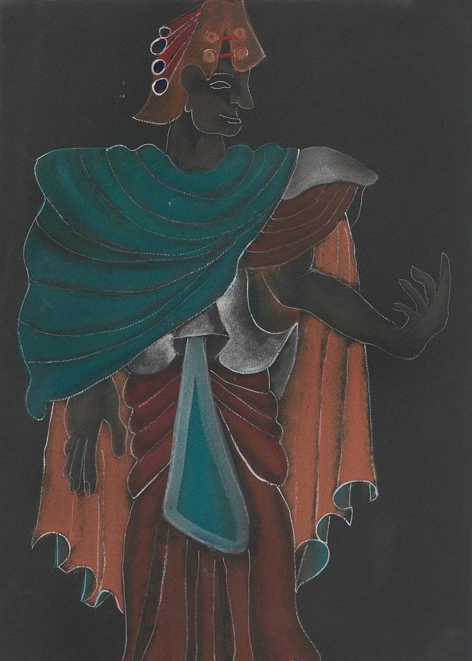 Ancient Figure in Ornate Costume