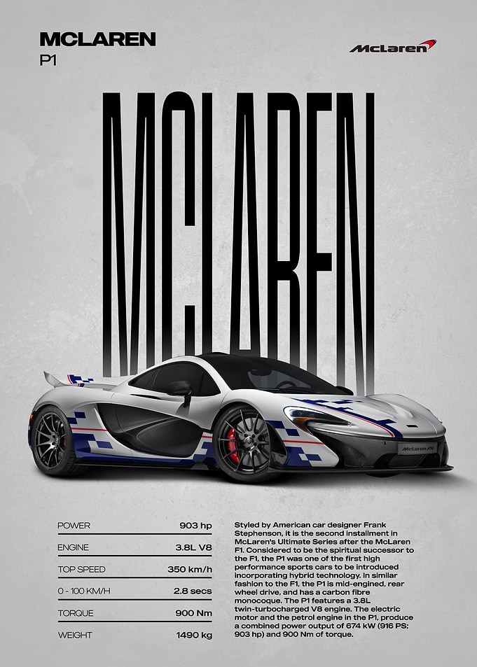 McLaren P1 Supercar Poster
