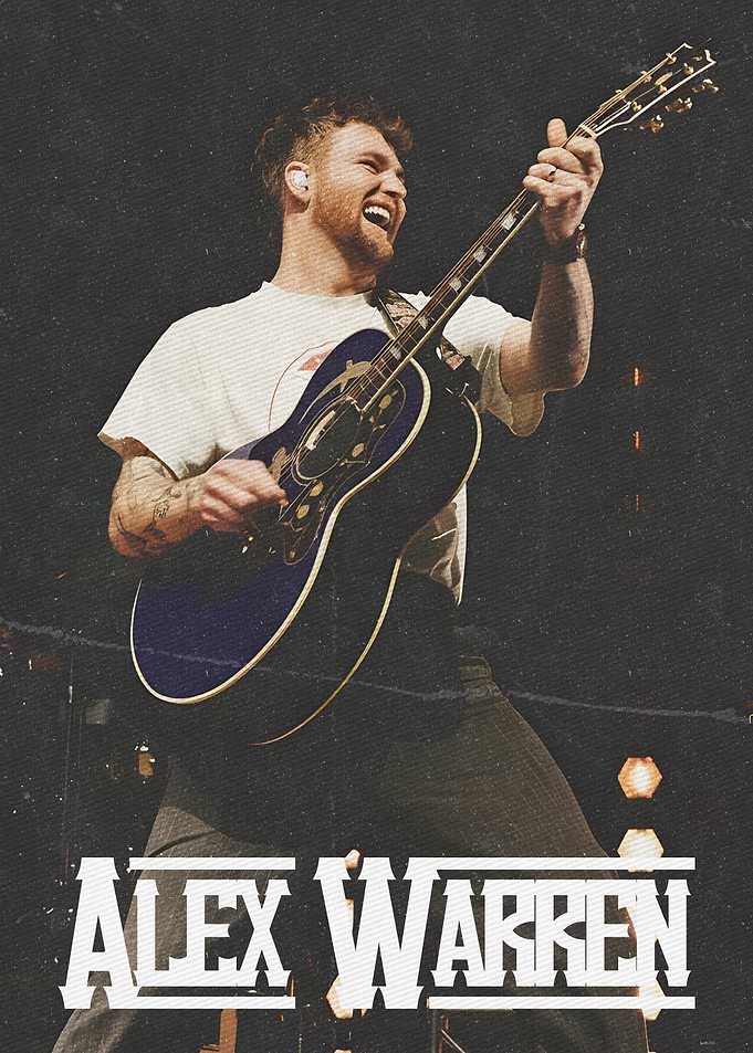 Alex Warren Playing Guitar Vintage art