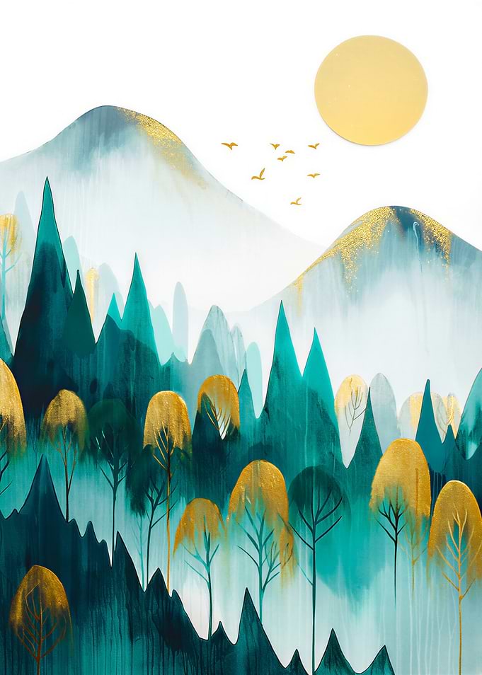 Golden Trees in Misty Mountains