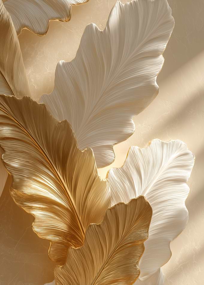 Golden and White Leaf Art