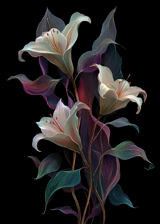 Elegant White Lilies with Dark Foliage