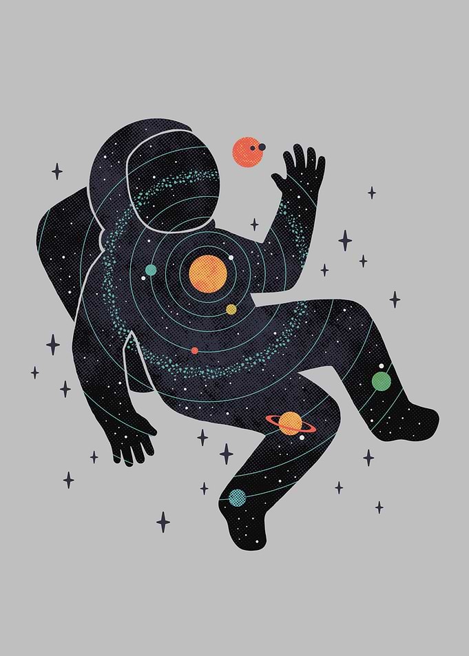 Astronaut with Solar System Inside