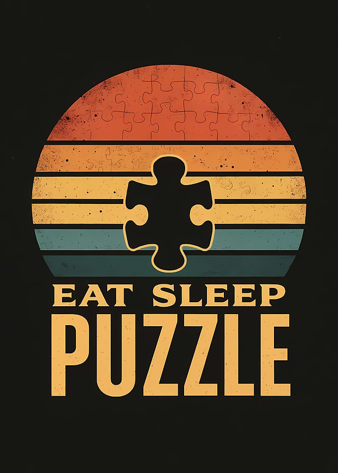 Eat Sleep Puzzle Retro Sunset