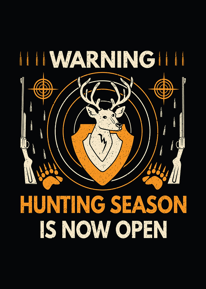 Deer hunting decor - Funny 'Warning: Hunting Season Is Now Open' hunter wall art for lodge and cabin