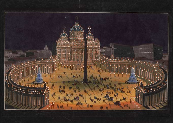 St. Peter's Square illuminated at night