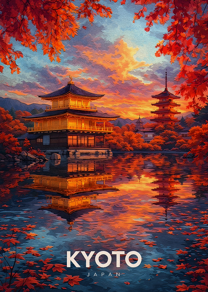 Kyoto Golden Pavilion at Sunset