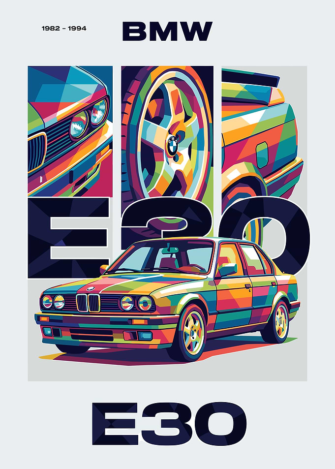 BMW E30 Pop Art Poster