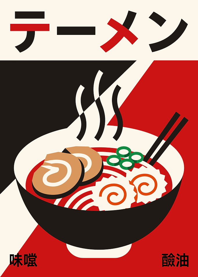 Modern Japanese Ramen Bowl Poster