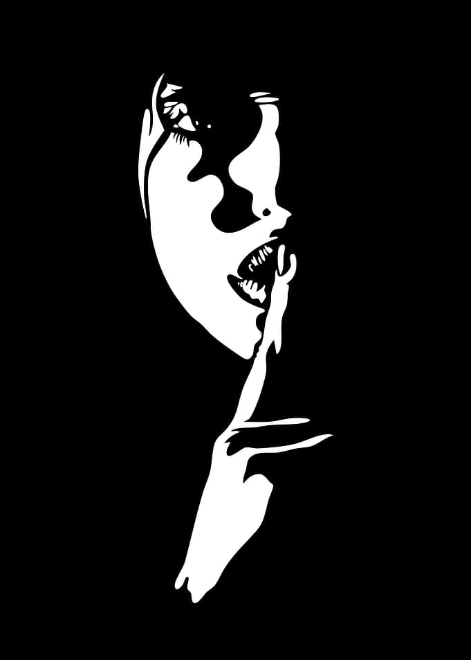 Woman Shushing with Finger to Lips
