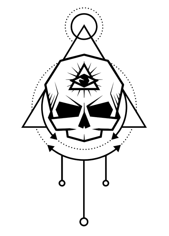 Geometric Skull with All-Seeing Eye