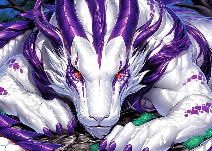 White Dragon with Purple Accents