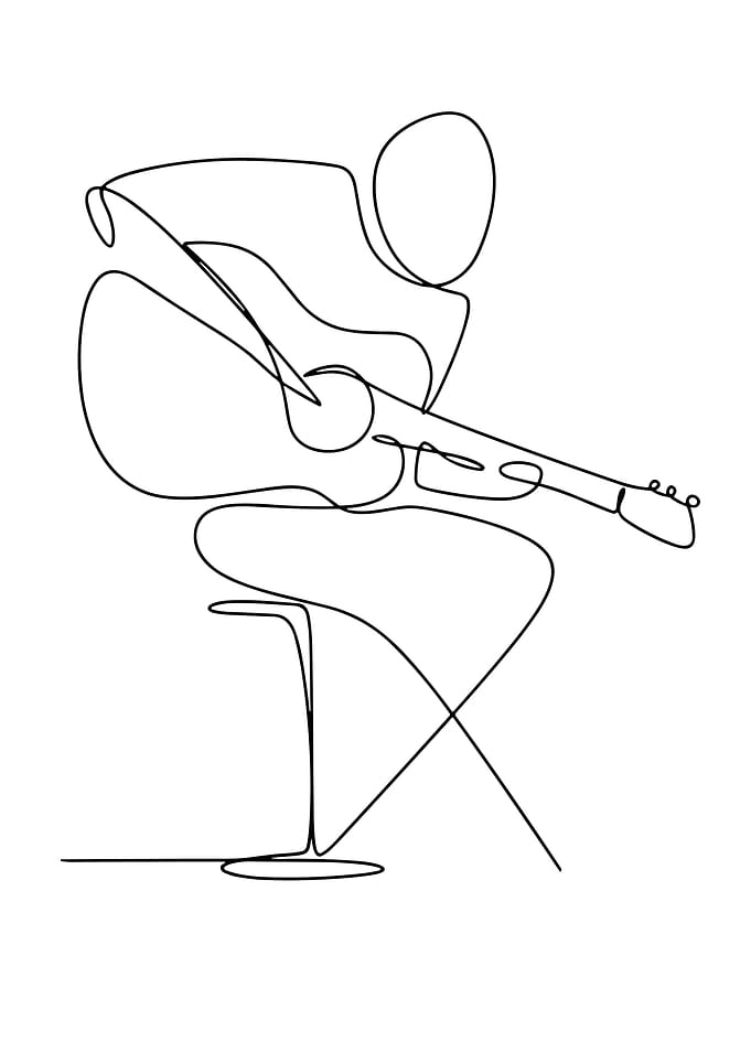Minimalist Guitarist Line Art