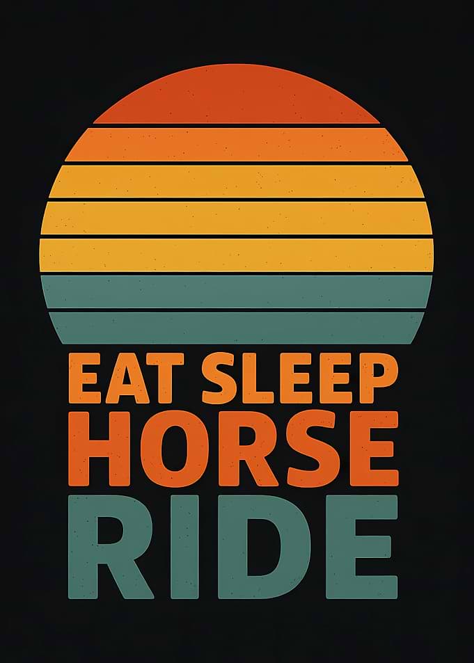 Eat Sleep Horse Ride Retro Sunset